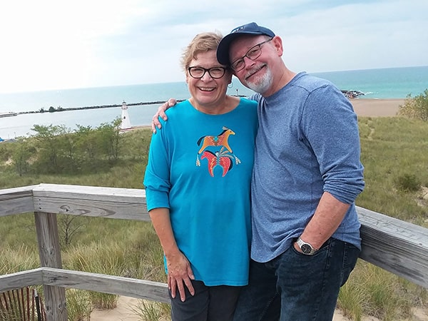 Diane and William Kent Krueger at Lake Michigan